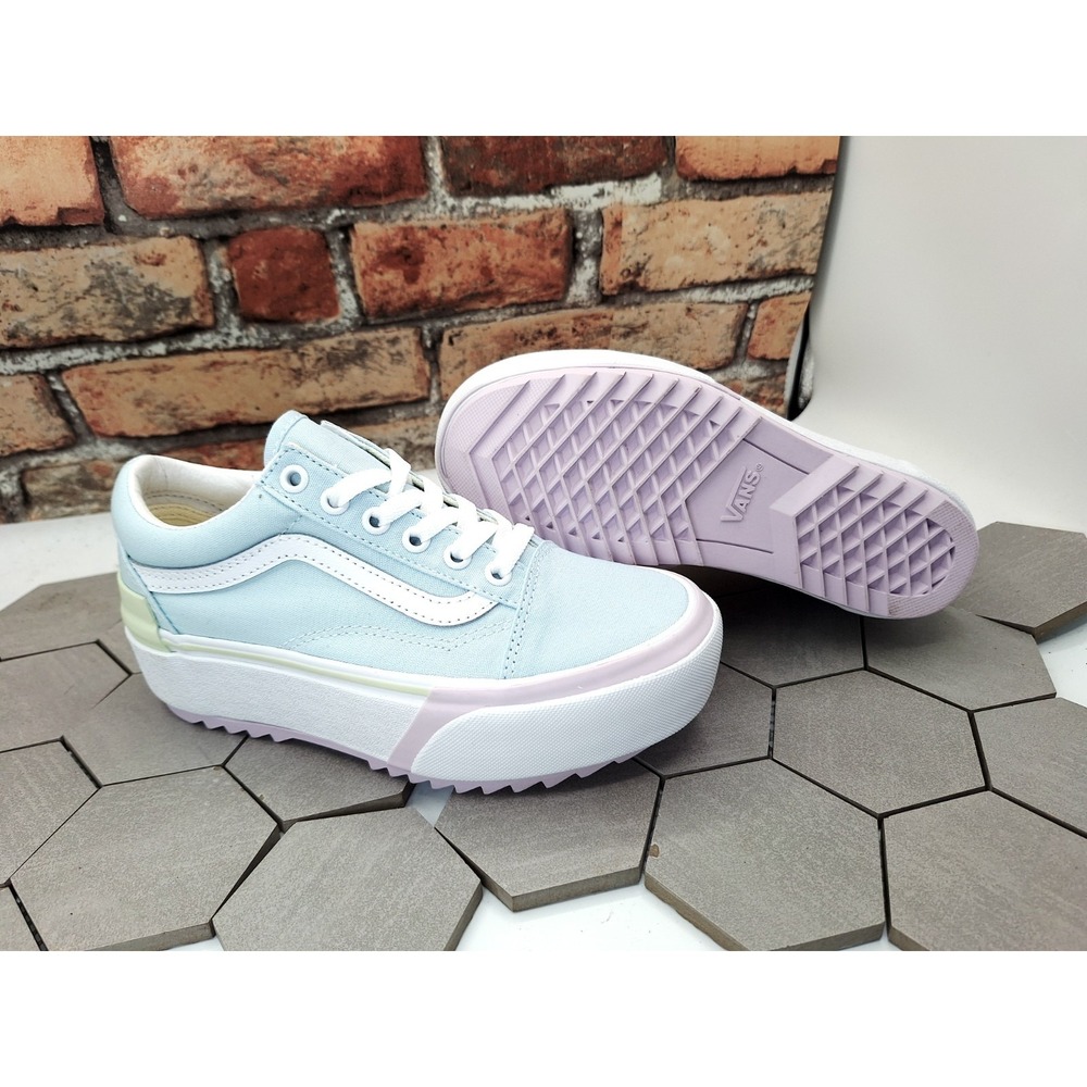 Vans Old Skool Stacked Pastel Multi Blue Platform Women 5 / GS Girl 3.5 New - Picture 2 of 11